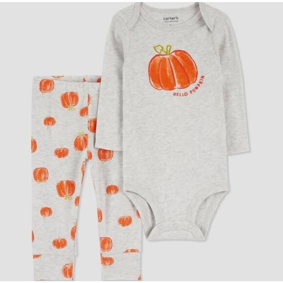Carter's Just One You Hello Pumpkin 2-Pc Set Bodysuit Pants Baby 3M Halloween - Picture 1 of 5